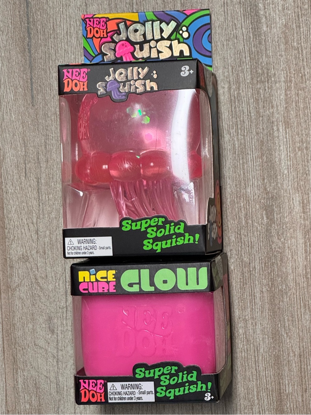 Pink NeeDoh Jelly Squish & Nice Cube Glow 🩷